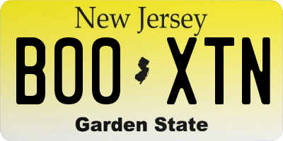 NJ license plate B00XTN