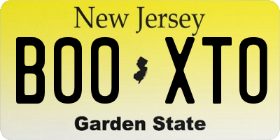 NJ license plate B00XTO