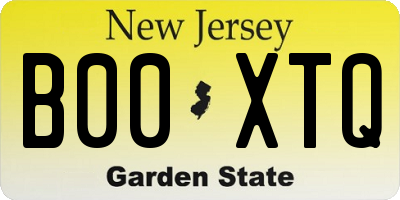 NJ license plate B00XTQ