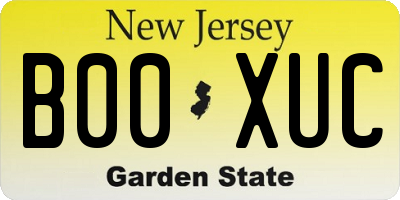 NJ license plate B00XUC