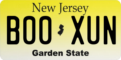 NJ license plate B00XUN