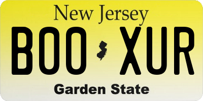 NJ license plate B00XUR