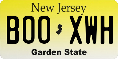 NJ license plate B00XWH