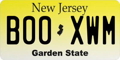 NJ license plate B00XWM