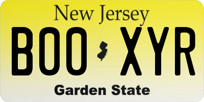 NJ license plate B00XYR