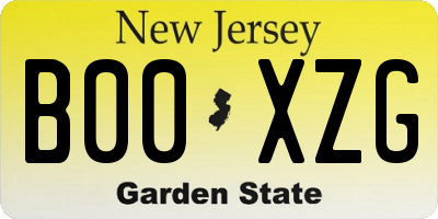 NJ license plate B00XZG