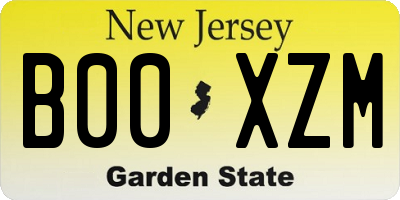 NJ license plate B00XZM