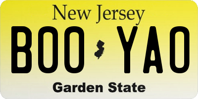 NJ license plate B00YAO