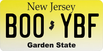NJ license plate B00YBF