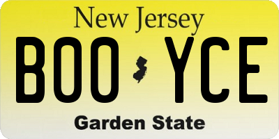 NJ license plate B00YCE