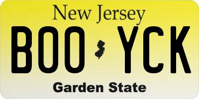 NJ license plate B00YCK