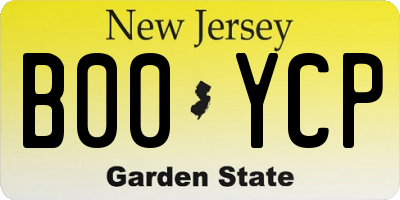 NJ license plate B00YCP