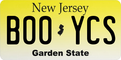 NJ license plate B00YCS
