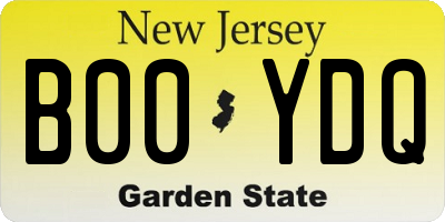 NJ license plate B00YDQ