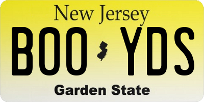 NJ license plate B00YDS
