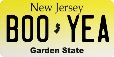 NJ license plate B00YEA