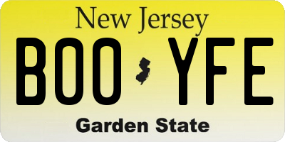NJ license plate B00YFE