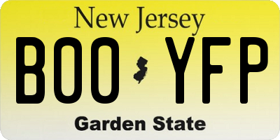 NJ license plate B00YFP
