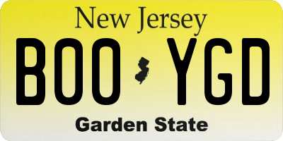 NJ license plate B00YGD