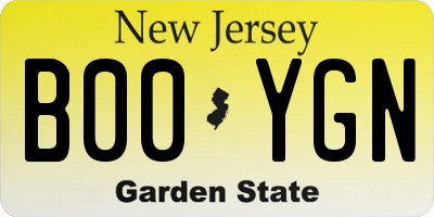 NJ license plate B00YGN