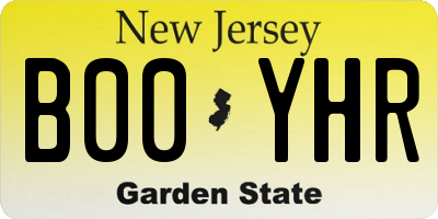NJ license plate B00YHR