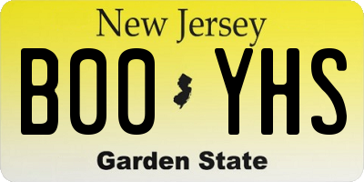 NJ license plate B00YHS