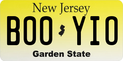 NJ license plate B00YIO