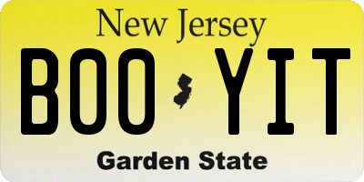 NJ license plate B00YIT