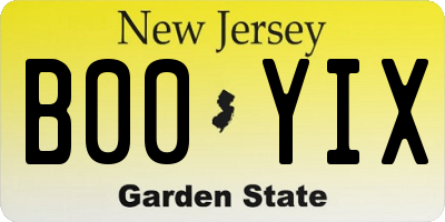 NJ license plate B00YIX