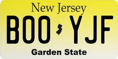 NJ license plate B00YJF