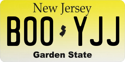 NJ license plate B00YJJ