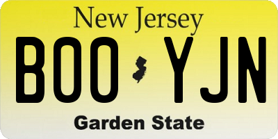 NJ license plate B00YJN