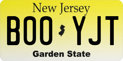NJ license plate B00YJT