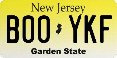NJ license plate B00YKF