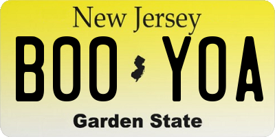 NJ license plate B00YOA