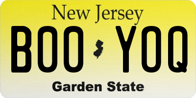NJ license plate B00YOQ