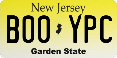 NJ license plate B00YPC