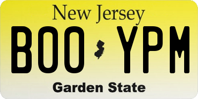 NJ license plate B00YPM