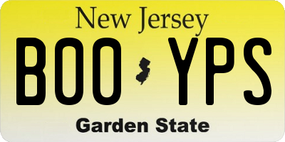 NJ license plate B00YPS