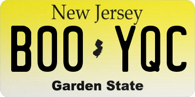 NJ license plate B00YQC