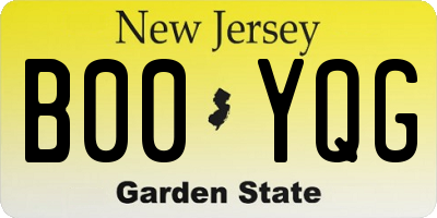 NJ license plate B00YQG