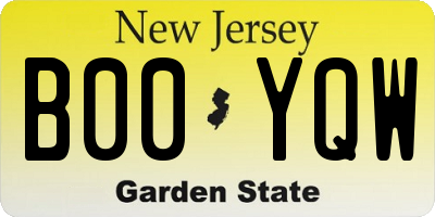 NJ license plate B00YQW