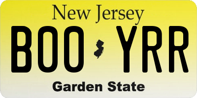 NJ license plate B00YRR