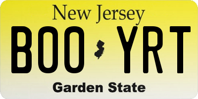 NJ license plate B00YRT