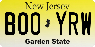 NJ license plate B00YRW