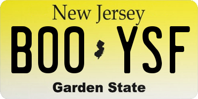 NJ license plate B00YSF