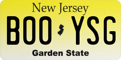 NJ license plate B00YSG