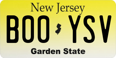 NJ license plate B00YSV