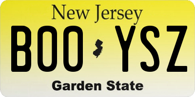 NJ license plate B00YSZ