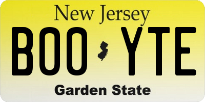 NJ license plate B00YTE
